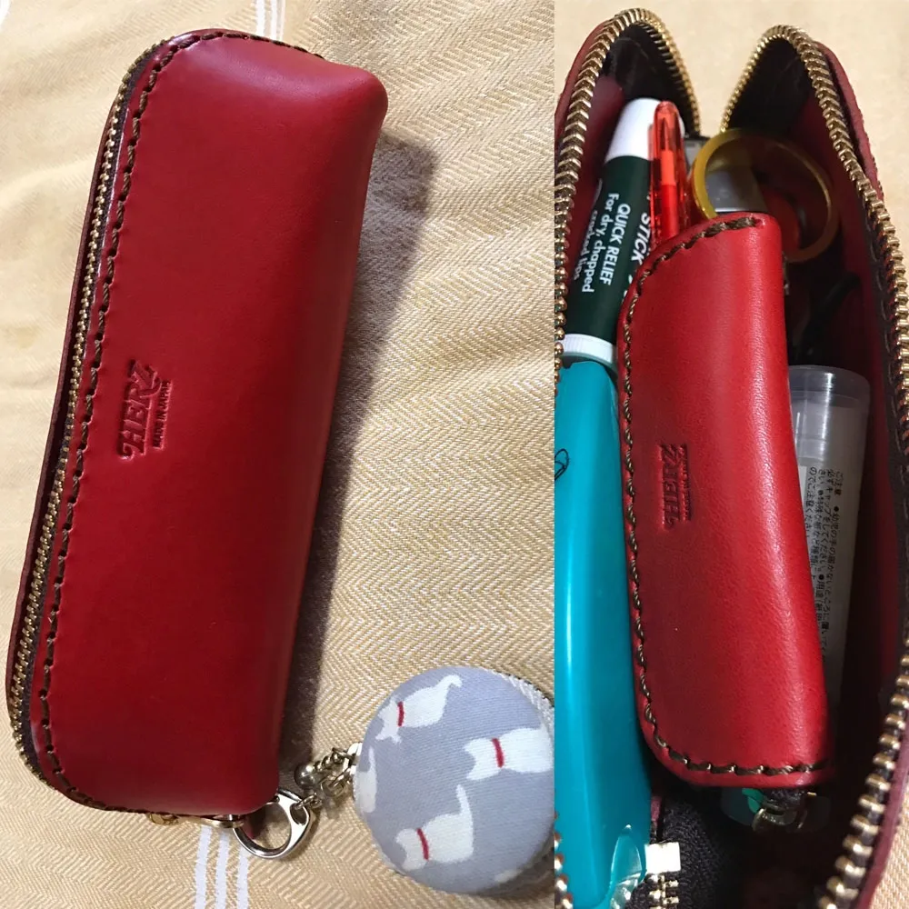 ペンも沢山仕舞えて形も可愛い一番人気の三角型革ペンケース / 革鞄の