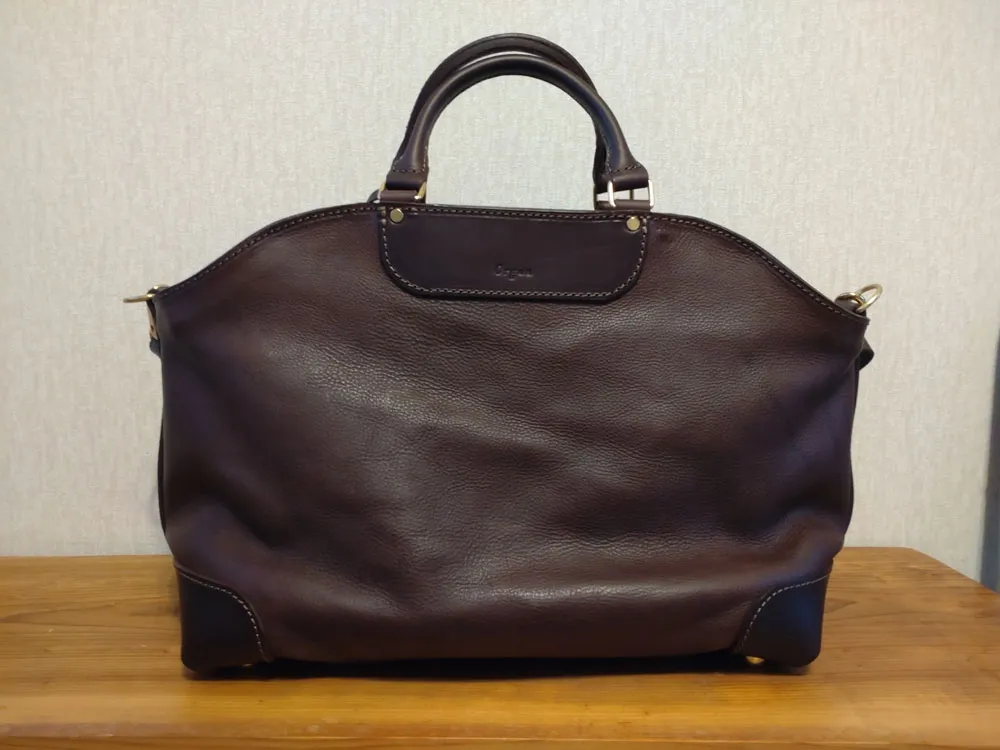 ラウンドファスナーの2wayレザーボストンバッグ / 革鞄のHERZ