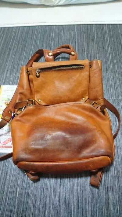 【美品】ヘルツ　星のリュック　オールレザー　本革　ブラウン系　チョコ リュックの原型ともいえるスタンダードなレザーリュック「革鞄の