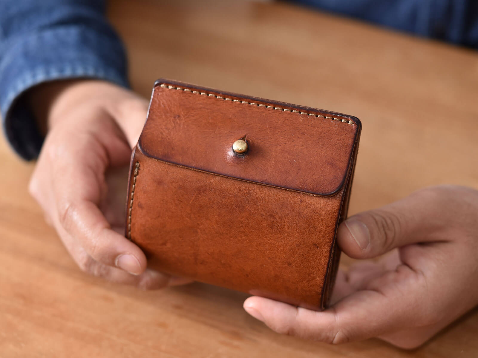 革財布/レザーウォレット(タンドー)の手作り革財布