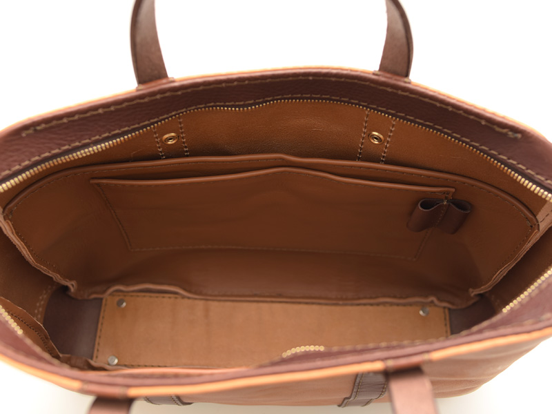 2トーンで作った二本手の本革カジュアルビジネスバッグ / 革鞄のHERZ