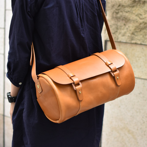 （8/11まで値下げ）　ヘルツ　ドラム型　2way ショルダーバッグ（A-89） 一目見て他とは違うドラム型の総革2wayショルダーバッグ / 革鞄のHERZ