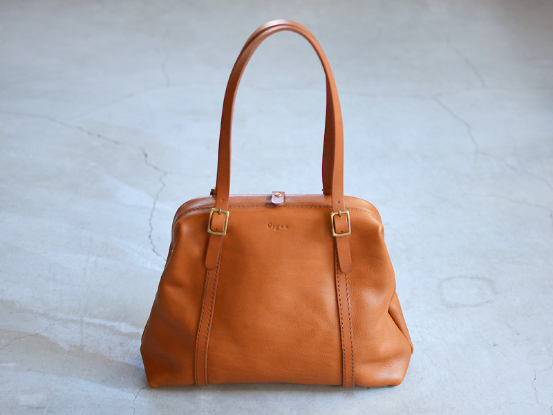 HERS 口枠トート（G-14） がま口で大きく開くレディース向けの口枠レザートートバッグ / 革鞄の