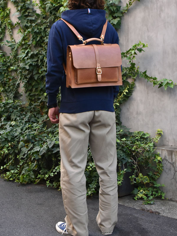 1本ベルト3wayビジネスバッグ(NSB-160) メンズキャメル手持ち