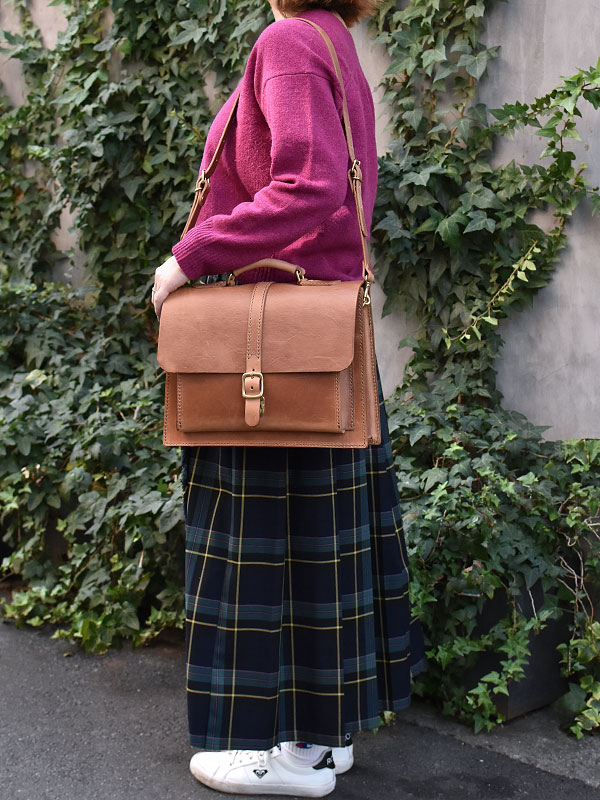 1本ベルト3wayビジネスバッグ(NSB-160)　レディースキャメル肩掛け