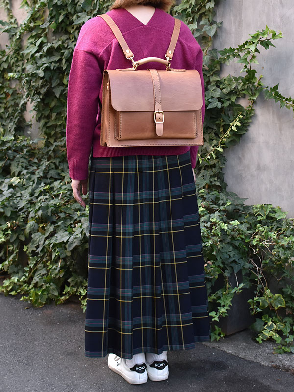 1本ベルト3wayビジネスバッグ(NSB-160)　レディースキャメルリュック仕様