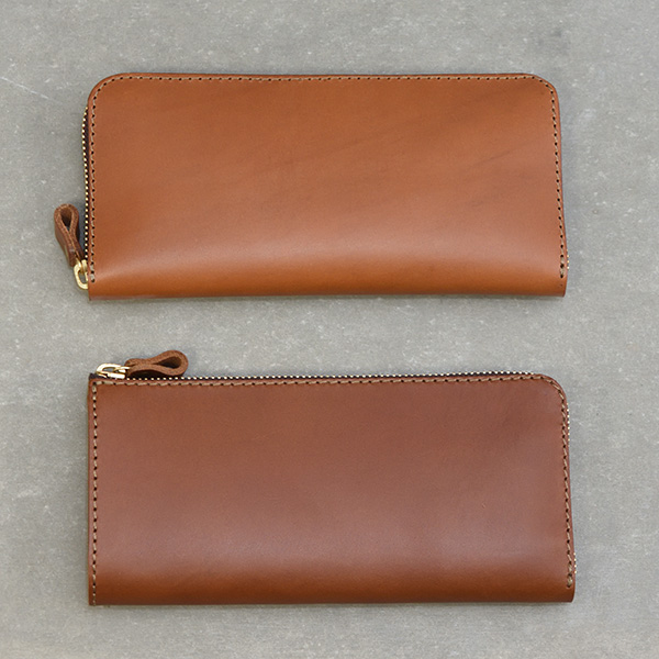 ダコタレザーの滑らかな手触りを楽しめるL字ダブルファスナー長