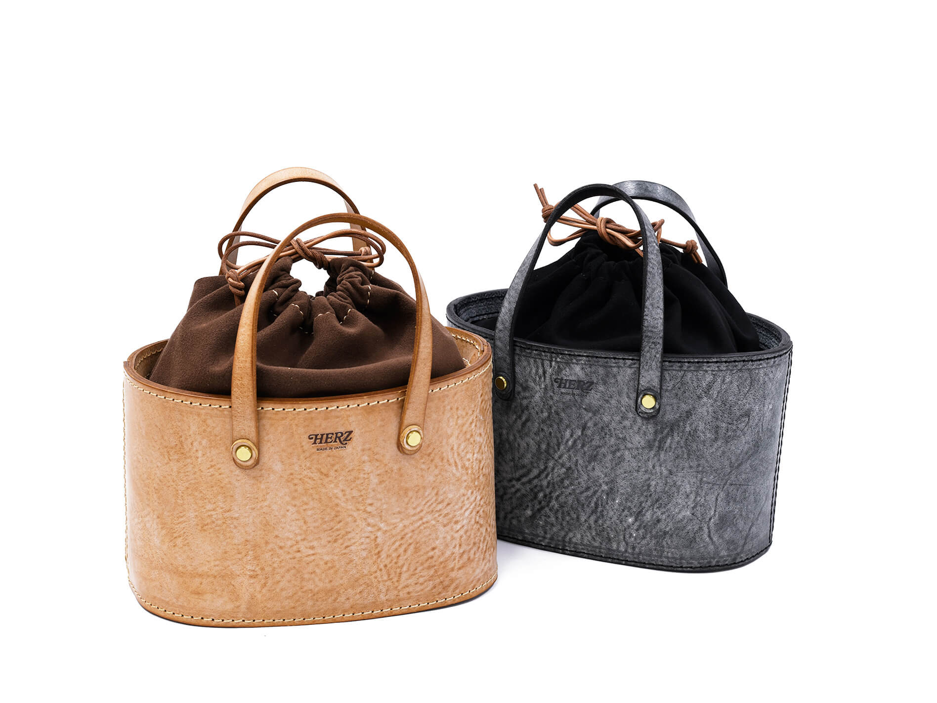 アラスカ特別仕様の巾着レディーストートバッグ / 革鞄のHERZ(ヘルツ