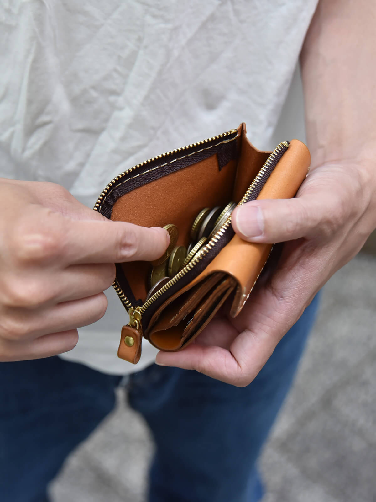 z*4様 HERZ ヘルツ 財布 セルリアンブルー ライトウォレット WS-1 外につけた小銭入れで使いやすいコンパクト財布 / 革鞄のHERZ(ヘルツ