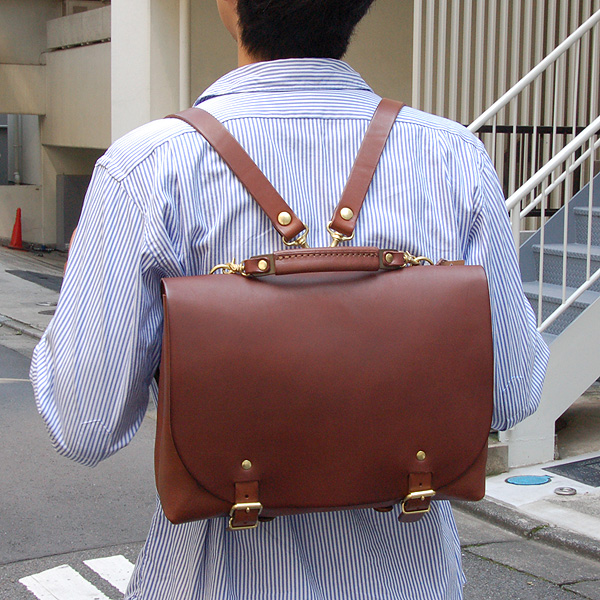 一点モノ・焼印鞄】ナレッジバッグ・3way(BR-C-137-SH)の手作り革鞄 