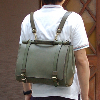 一点モノ・焼印鞄】棒屋根かぶせバッグ(BR-C-147-MH)の手作り革