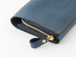 【デニムブルー特別仕様】小型の二つ折り財布(NSA-24)　ファスナー