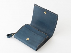 【デニムブルー特別仕様】小型の二つ折り財布(NSA-24)　オープン