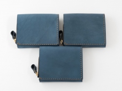 【デニムブルー特別仕様】小型の二つ折り財布(NSA-24)　革質