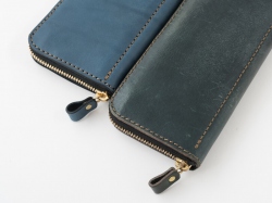 【デニムブルー特別仕様】小型の二つ折り財布(NSA-24)　エイジング2