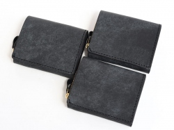ネビア特別仕様・小型の二つ折り財布(NSA-6)　ブラック革質