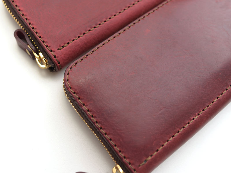 ワインレッドのイタリア革で作ったファスナー式の小型財布「革鞄のHERZ(ヘルツ)公式通販」