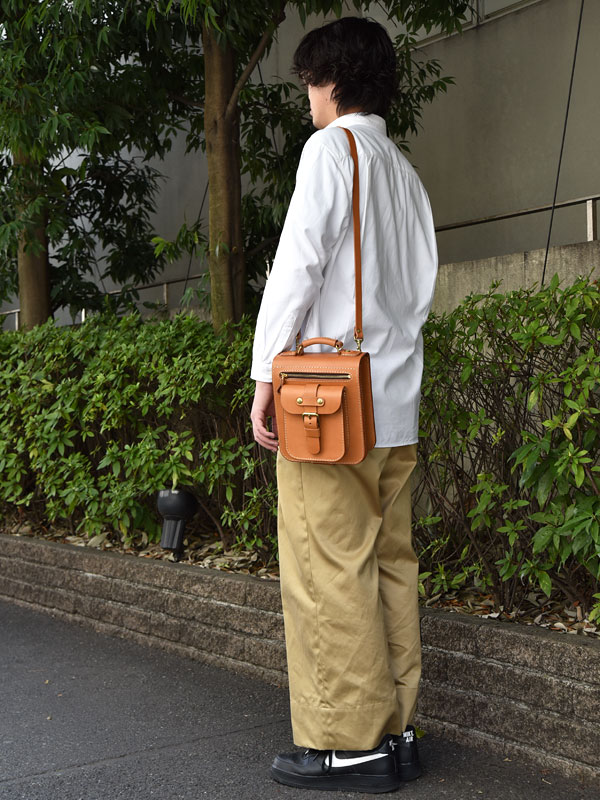 立体ポケット付き2wayショルダーバッグ(A-19-H)　メンズ肩掛け