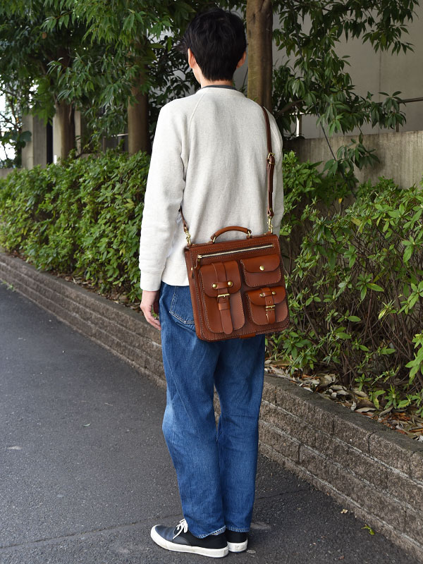 前面3ポケット標本3wayバッグ(A-19-R)　Sサイズメンズ斜め掛け