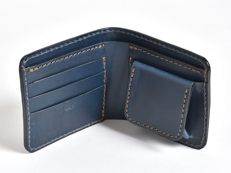 ネイビー特別仕様の二つ折り財布「革鞄のHERZ(ヘルツ)公式通販」