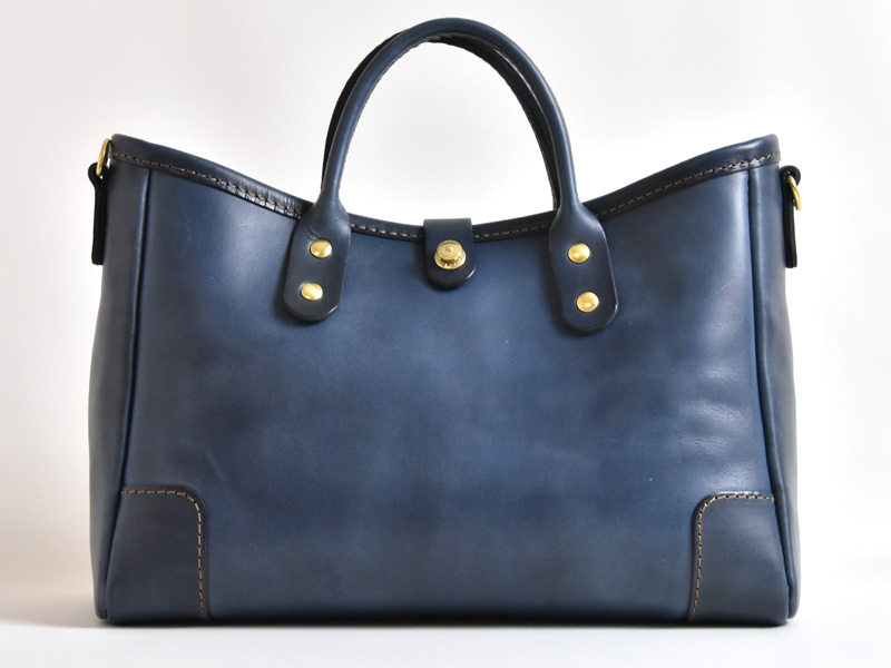 ネイビー特別仕様の横型2wayトートバッグ「革鞄のHERZ(ヘルツ)公式通販」