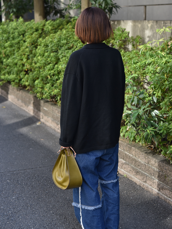 巾着鞄(Q-27)　Mサイズグリーンレディース手持ち