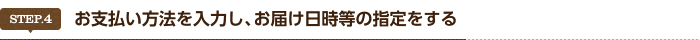 お支払い方法を入力し、お届け日時等の指定をする