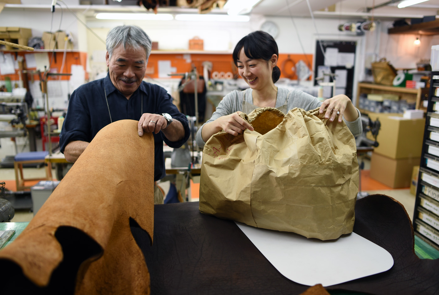 大きな巾着バッグを試作