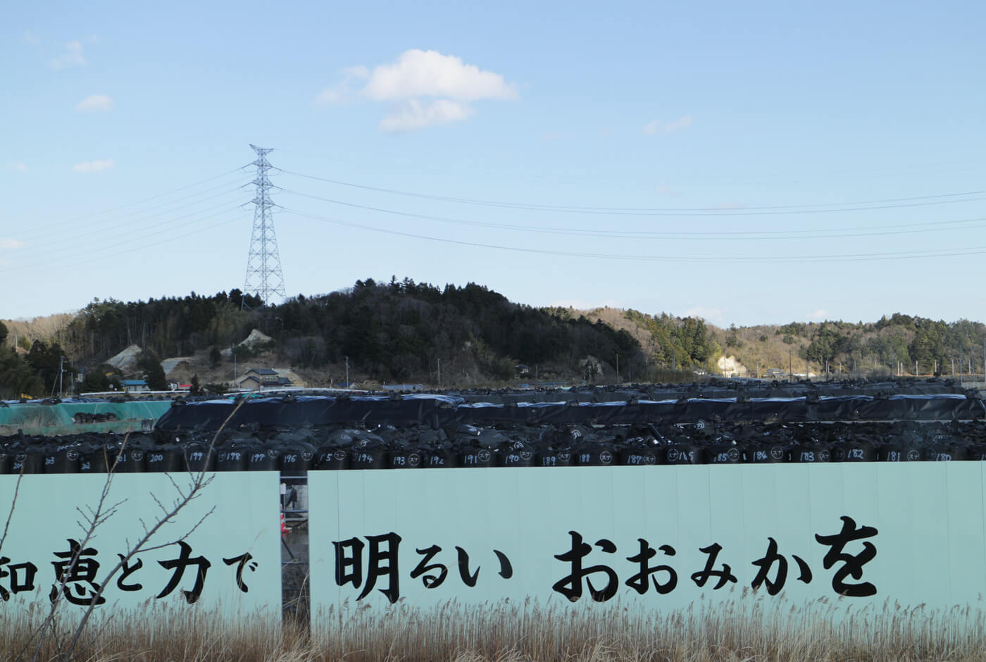 見渡す限りの除染廃棄物の山