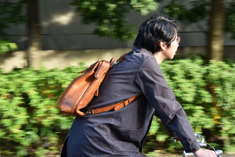 ラックスリュックと自転車