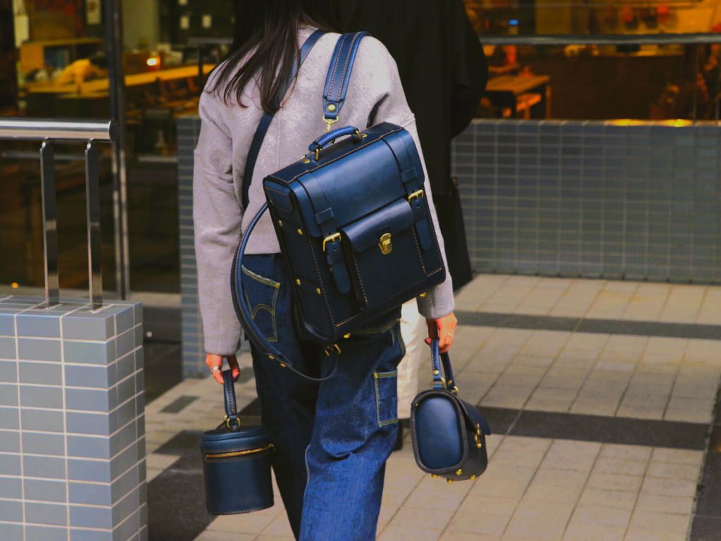 ハンドメイド 1点物 ネイビーブルー バックパック｜ハンドメイド