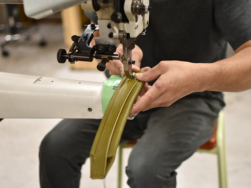 縦型ランドセル・玉縫い(R-51-A)グリーン製作の様子5
