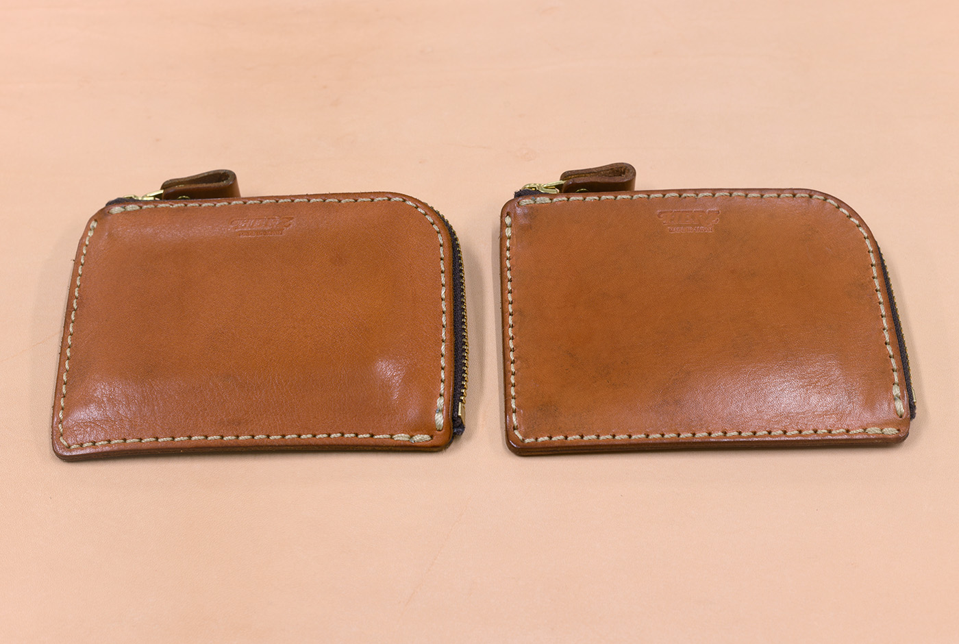 ヌメ革の経年変化の様子（3ヵ月）