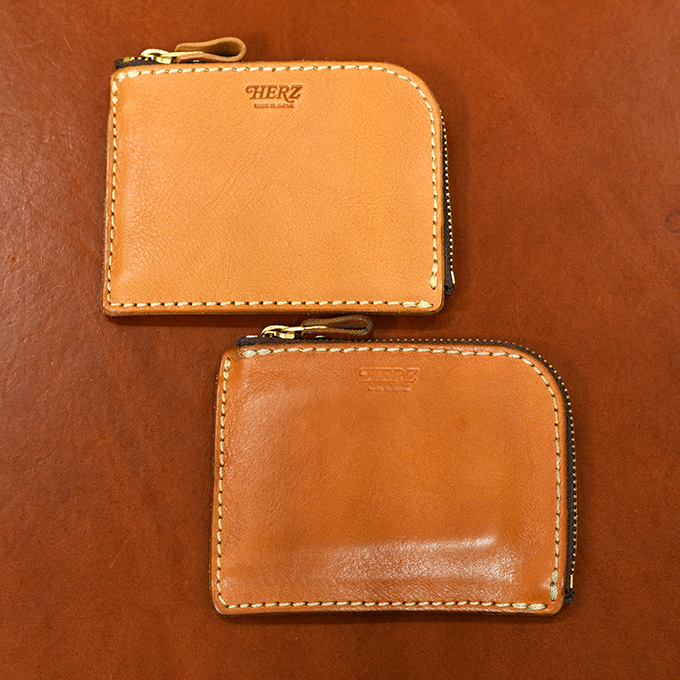 L字ファスナーミニ財布(KK-38)/キャメルのエイジング比較